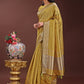 Shree Shyam Fashion Mustard Organza Saree with Golden Zari Border | Elegant Soft Lightweight Party Wear Saree with Blouse