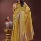 Shree Shyam Fashion Mustard Organza Saree with Golden Zari Border | Elegant Soft Lightweight Party Wear Saree with Blouse