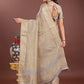Shree Shyam Fashion Elegant Beige Linen Saree with Golden Zari Border & Rich Pallu | Soft Drape | Festive & Office Wear