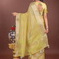 Shree Shyam Fashion Elegant Mehndi Green Linen Saree with Golden Zari Border & Rich Pallu | Soft Drape | Festive & Office Wear