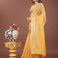 Shree Shyam Fashion Elegant Yellow Linen Saree with Golden Zari Border & Rich Pallu | Soft Drape | Festive & Office Wear