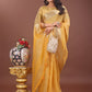 Shree Shyam Fashion Elegant Yellow Linen Saree with Golden Zari Border & Rich Pallu | Soft Drape | Festive & Office Wear