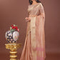 Shree Shyam Fashion Elegant Peach Linen Saree with Golden Zari Border & Rich Pallu | Soft Drape | Festive & Office Wear