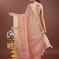 Shree Shyam Fashion Elegant Peach Linen Saree with Golden Zari Border & Rich Pallu | Soft Drape | Festive & Office Wear