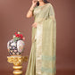 Shree Shyam Fashion Elegant Light Green Linen Saree with Golden Zari Border & Rich Pallu | Soft Drape | Festive & Office Wear