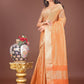Shree Shyam Fashion Elegant Orange Linen Saree with Golden Zari Border & Rich Pallu | Soft Drape | Festive & Office Wear