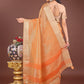 Shree Shyam Fashion Elegant Orange Linen Saree with Golden Zari Border & Rich Pallu | Soft Drape | Festive & Office Wear