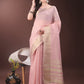 Shree Shyam Fashion Elegant Light Pink Organza Saree with Golden Zari Border & Designer Tassels | Lightweight Partywear Saree