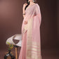 Shree Shyam Fashion Elegant Light Pink Organza Saree with Golden Zari Border & Designer Tassels | Lightweight Partywear Saree