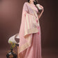 Shree Shyam Fashion Elegant Light Pink Organza Saree with Golden Zari Border & Designer Tassels | Lightweight Partywear Saree