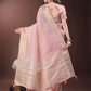 Shree Shyam Fashion Elegant Light Pink Organza Saree with Golden Zari Border & Designer Tassels | Lightweight Partywear Saree