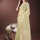Shree Shyam Fashion Elegant Light Green Organza Saree with Golden Zari Border & Designer Tassels | Lightweight Partywear Saree