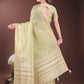 Shree Shyam Fashion Elegant Light Green Organza Saree with Golden Zari Border & Designer Tassels | Lightweight Partywear Saree