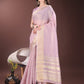 Shree Shyam Fashion Elegant Pink Organza Saree with Golden Zari Border & Designer Tassels | Lightweight Partywear Saree