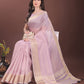 Shree Shyam Fashion Elegant Pink Organza Saree with Golden Zari Border & Designer Tassels | Lightweight Partywear Saree
