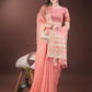 Shree Shyam Fashion Elegant Peach Organza Saree with Golden Zari Border & Designer Tassels | Lightweight Partywear Saree