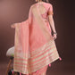 Shree Shyam Fashion Elegant Peach Organza Saree with Golden Zari Border & Designer Tassels | Lightweight Partywear Saree