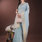 Shree Shyam Fashion Elegant Sky Blue Organza Saree with Golden Zari Border & Designer Tassels | Lightweight Partywear Saree