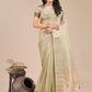 Shree Shyam Fashion Light Green Organza Woven Zari Work Traditional Tassel Saree