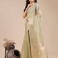 Shree Shyam Fashion Light Green Organza Woven Zari Work Traditional Tassel Saree