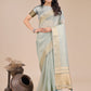 Shree Shyam Fashion Sea Green Organza Woven Zari Work Traditional Tassel Saree