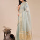 Shree Shyam Fashion Sea Green Organza Woven Zari Work Traditional Tassel Saree