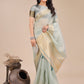 Shree Shyam Fashion Sea Green Organza Woven Zari Work Traditional Tassel Saree