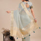 Shree Shyam Fashion Sea Green Organza Woven Zari Work Traditional Tassel Saree