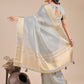 Shree Shyam Fashion Sky Blue Organza Woven Zari Work Traditional Tassel Saree