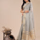 Shree Shyam Fashion Grey Organza Woven Zari Work Traditional Tassel Saree