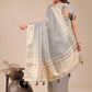 Shree Shyam Fashion Grey Organza Woven Zari Work Traditional Tassel Saree