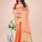 Shree Shyam Fashion Peach Gold Organza Silk Saree - Lightweight Luxury for Your Ethnic Moments