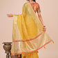 Shree Shyam Fashion Yellow Gold Organza Silk Saree - Lightweight Luxury for Your Ethnic Moments