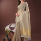 Shree Shyam Fashion Elegant Gold Beige Organza Saree with Zari Border | Party Wear Lightweight Saree with Blouse for Women