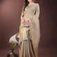 Shree Shyam Fashion Elegant Gold Beige Organza Saree with Zari Border | Party Wear Lightweight Saree with Blouse for Women