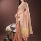 Shree Shyam Fashion Elegant Gold Peach Organza Saree with Zari Border | Party Wear Lightweight Saree with Blouse for Women