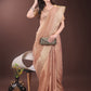 Shree Shyam Fashion Elegant Gold Peach Organza Saree with Zari Border | Party Wear Lightweight Saree with Blouse for Women