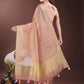 Shree Shyam Fashion Elegant Gold Peach Organza Saree with Zari Border | Party Wear Lightweight Saree with Blouse for Women