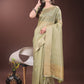 Shree Shyam Fashion Elegant Gold Mint Green Organza Saree with Zari Border | Party Wear Lightweight Saree with Blouse for Women