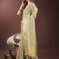 Shree Shyam Fashion Elegant Gold Mint Green Organza Saree with Zari Border | Party Wear Lightweight Saree with Blouse for Women