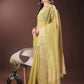 Shree Shyam Fashion Elegant Gold Yellow Organza Saree with Zari Border | Party Wear Lightweight Saree with Blouse for Women