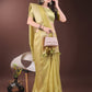 Shree Shyam Fashion Elegant Gold Yellow Organza Saree with Zari Border | Party Wear Lightweight Saree with Blouse for Women