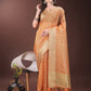 Shree Shyam Fashion Elegant Gold Orange Organza Saree with Zari Border | Party Wear Lightweight Saree with Blouse for Women