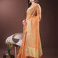 Shree Shyam Fashion Elegant Gold Orange Organza Saree with Zari Border | Party Wear Lightweight Saree with Blouse for Women