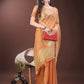 Shree Shyam Fashion Elegant Gold Orange Organza Saree with Zari Border | Party Wear Lightweight Saree with Blouse for Women