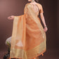 Shree Shyam Fashion Elegant Gold Orange Organza Saree with Zari Border | Party Wear Lightweight Saree with Blouse for Women