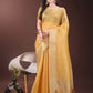 Shree Shyam Fashion Elegant Gold Mustard Organza Saree with Zari Border | Party Wear Lightweight Saree with Blouse for Women