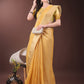 Shree Shyam Fashion Elegant Gold Mustard Organza Saree with Zari Border | Party Wear Lightweight Saree with Blouse for Women