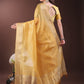 Shree Shyam Fashion Elegant Gold Mustard Organza Saree with Zari Border | Party Wear Lightweight Saree with Blouse for Women