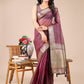 Shree Shyam Fashion Purple Organza Woven Zari Work Traditional Tassel Saree